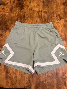 Jordan Women's Sage Green Athletic Shorts with White Trim